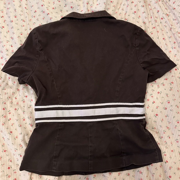 vintage perceptions brown and white stripped button down top with a ribbon belt! - Picture 5 of 7